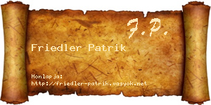 Friedler Patrik névjegykártya